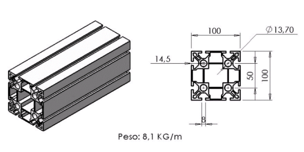 PERFIL 100×100 -  Automação Industrial